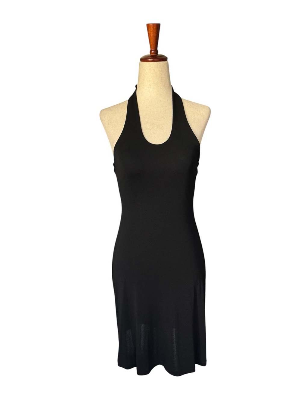 Vintage 90s Banana Republic Black Halter Mini Dress Minimalist XS